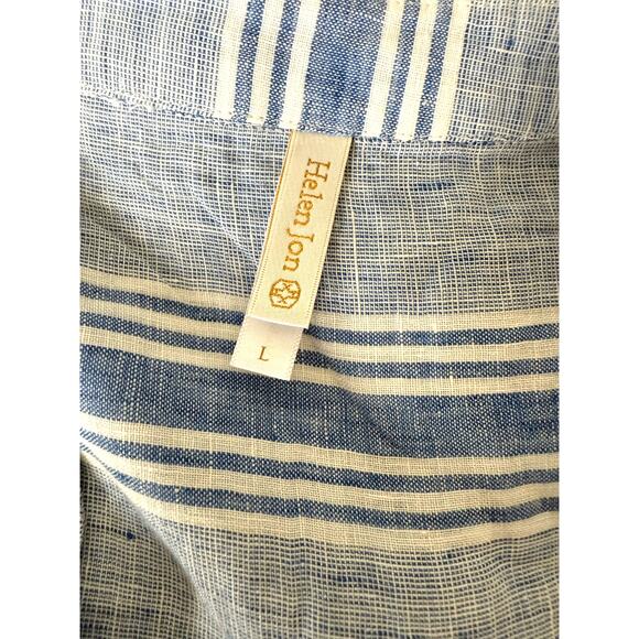 Helen Jon Striped Linen Midi Dress Women’s Size Large Blue Lightweight - Picture 6 of 6